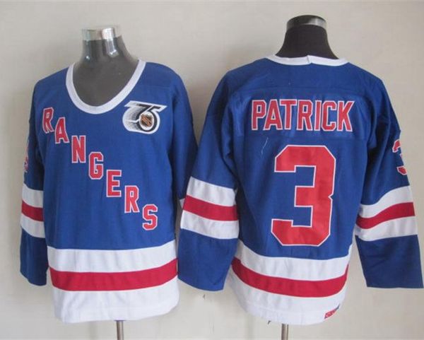 

vintage 1991 mens new york rangers james patrick hockey jerseys vintage #3 james patrick 75th anniversary blue shirts m-xxxl, Black;red