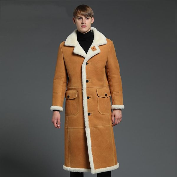 

men's b3 shearling jacket coat men's windbreaker jacket winter long warm, Black
