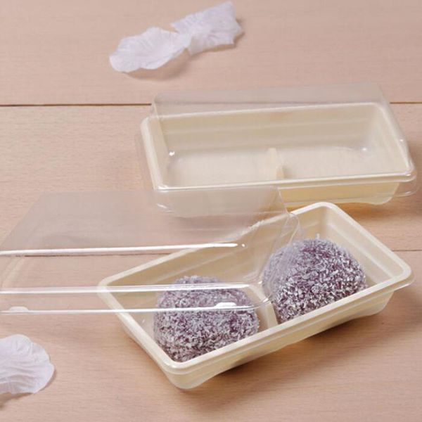 Mondkuchen-Blisterbox Backverpackungsbox 2 Cupcake-Kunststoffbox mit Deckel für 2 Kuchen-Dessertverpackungen QW9190