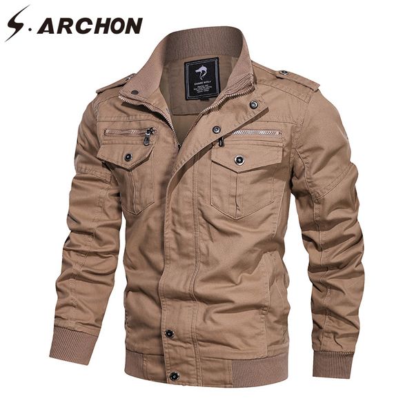 

s.archon осень повседневная куртка мужчины мотоцикл байкер streetwear bomber теплые jacekts тонкие многие карманы стенд воротник куртки tact, Black;brown