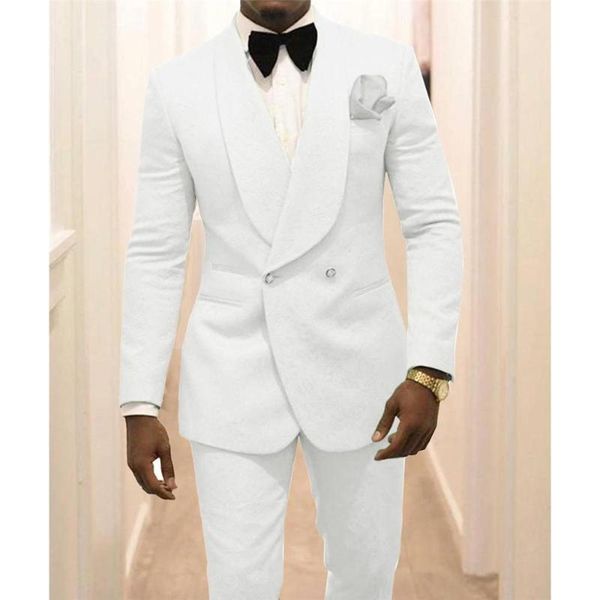 

men's suits & blazers custom made men shawl lapel pattern white groom tuxedos wedding 2 pieces ( jacket+pants+tie ) e128, White;black