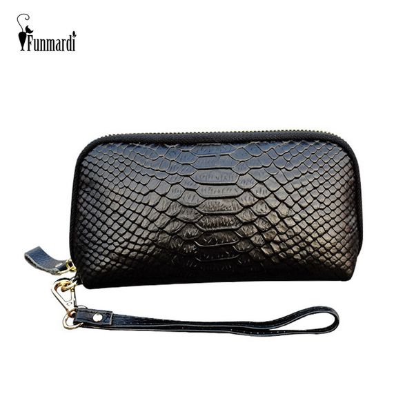 

funmardi genuine leather female clutch wallet serpentine designer women bag phone card mini bags for women clutch bag wlhb1984