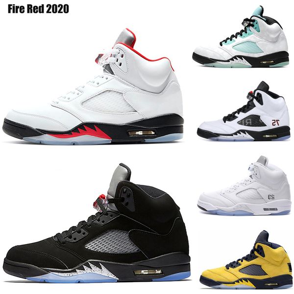 

3 new 2020 fire red 5 5s bred reflect basketball shoes for men black metallic wings 5s sports shoes sneakers 7-13