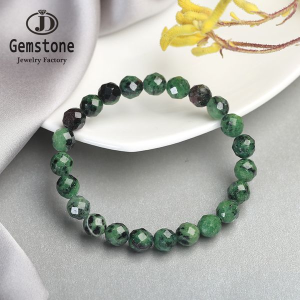 

jd natural epidote zoiste stone bracelet handmade semi-precious jewelry shinny faceted bracelets elastic for women wholesale, Black