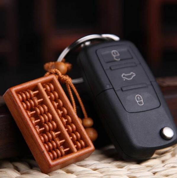 Natural Peach Wood Abacus Charms Schlüsselkette für Unisex Geschenk Lucky Car Keyrings Bringen Sie Reichtumsschlüsselketten Schmuck