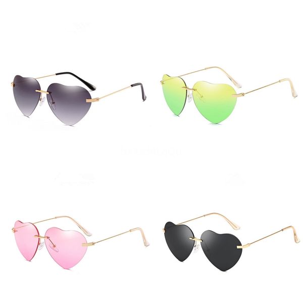 

2020 fashion fire flame heart-shaped sunglasee women men rimless wave sunglass uv 400 eyewear trending narrow heart-shaped sunglasee #31050, White;black