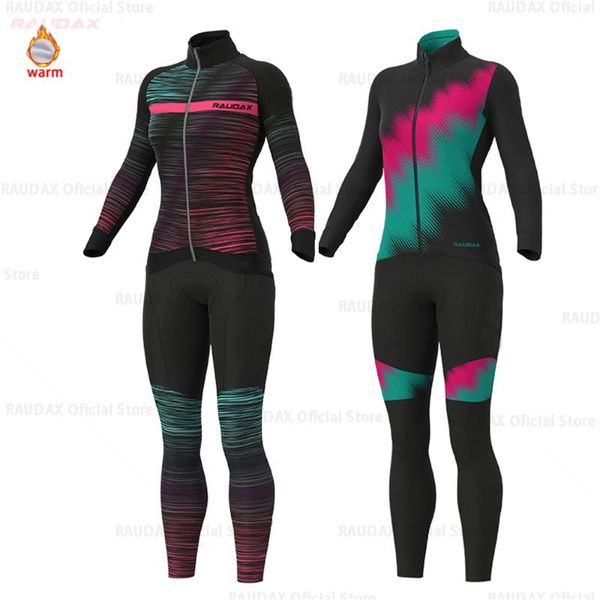 

racing sets 2021 women winter thermal fleece cycling jersey aleing ropa ciclismo long sleeve woman clothes mtb bike outd, Black;blue