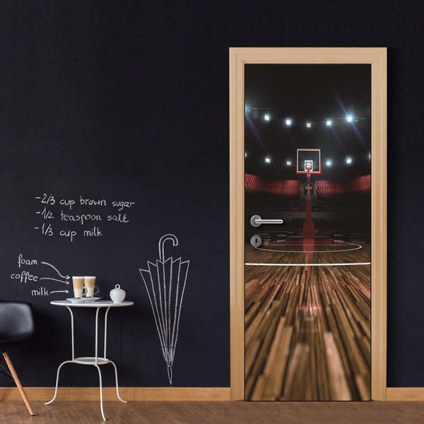 Wholesales Diy Door Sticker Basketball Court Wateproof Door Decal For Bedroom Living Room Wallpapers Decal Home Batman Wall Stickers Beach Wall