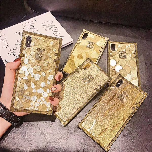 

luxury square platinum gold phone case for samsung galaxy note10 note10 pro s8 s9 plus note9 s10 plus iphone 11 xs xsmax 6s 7 8p back cover
