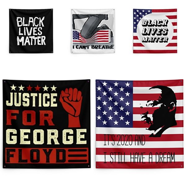 

justice for george floyd printing tapestry black lives matter household wall banner 150*150cm #qa37081