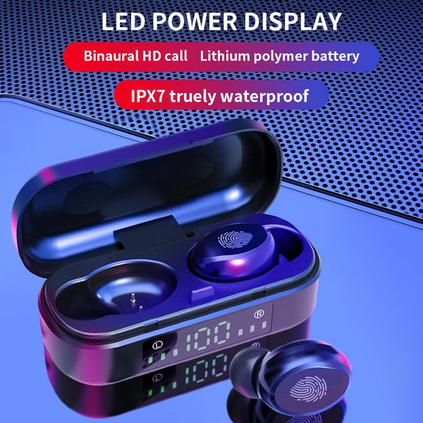 

true wireless earbuds bluetooth earphone 5.0 headset ear buds earphones music bass wireless sport f9 tws headphones for iphone