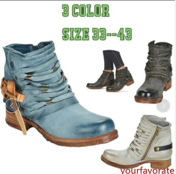 

lace-up martin boots designer shoes women fashion leather ankle boots big size us12 for women rubble bottom good quality and cheap