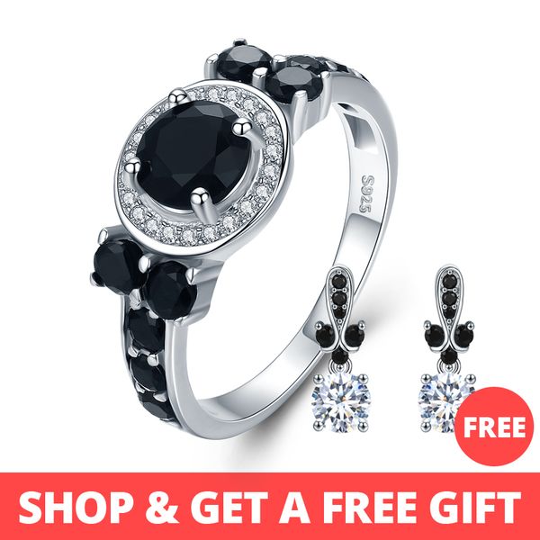 

black awn] vintage 3.4g 925 sterling silver jewelry bague black spinel engagement rings for women girl party gift c470, Golden;silver