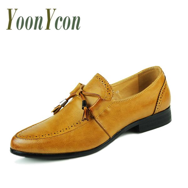 

mens loafers tassel 2019 mens pointed toe dress shoes yellow red oxford dress shoes new casual loafers men sneakers, Black