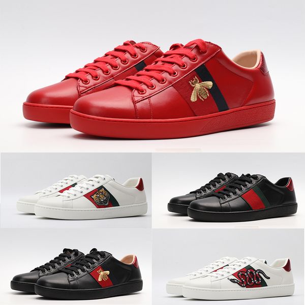 

luxury italy brand designer men women sneaker low ace bee stripes tiger embroidered casual shoes sports trainers chaussures pour hommes, Black