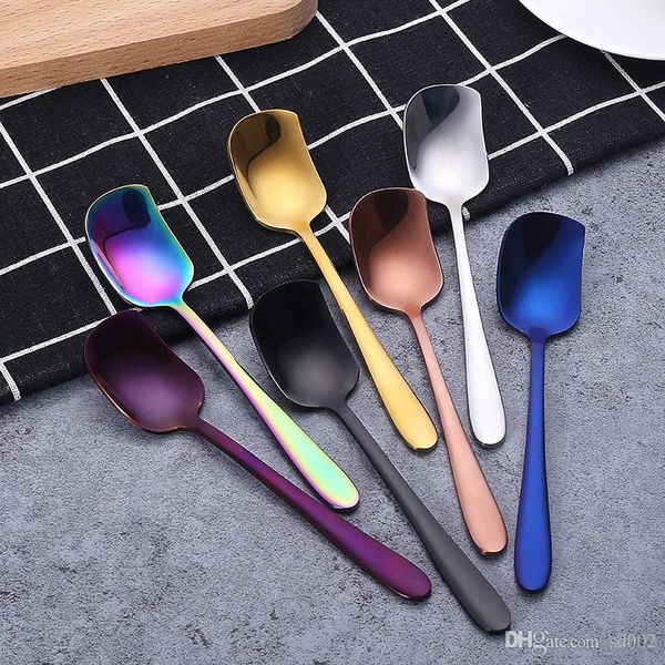 

fashion stainless steel ice cream handle spoon shiny colorful drinking spoons western flatware kitchen gadge 4 5xc e1