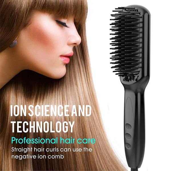 

quick beard straightener hair straightener irons comb salon fast heat hair styling tools ceramic hair straightening brush, Silver