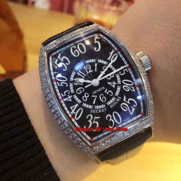 

4 style watch hours curvex 8880 se japan miyota 8215 automatic mens watch diamond case black dial leather strap gents sport watches, Slivery;brown