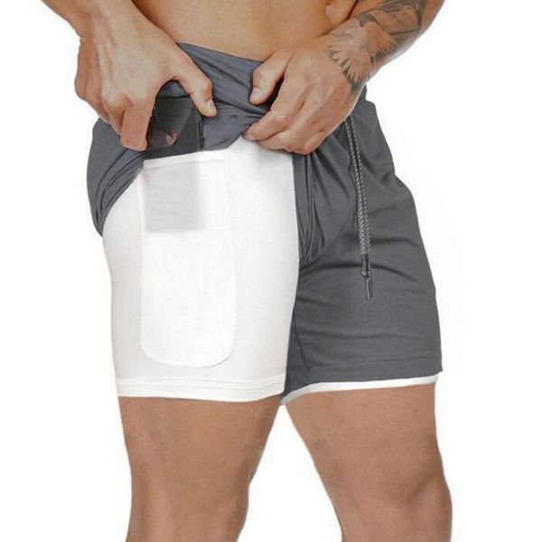 

2019 heren 2 in 1 fitness running shorts mannen shorts camouflage sneldrogend training gym sport joggers korte broek, Black;blue