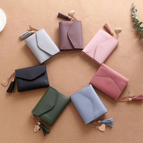 

solid cute wallet women coin bag case leather simple bifold small handbag purse