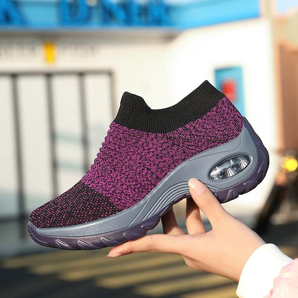 

2020 women's fashion shoes wedge sneakers casual shoes breathable mesh sports slip on platform women air cushion run