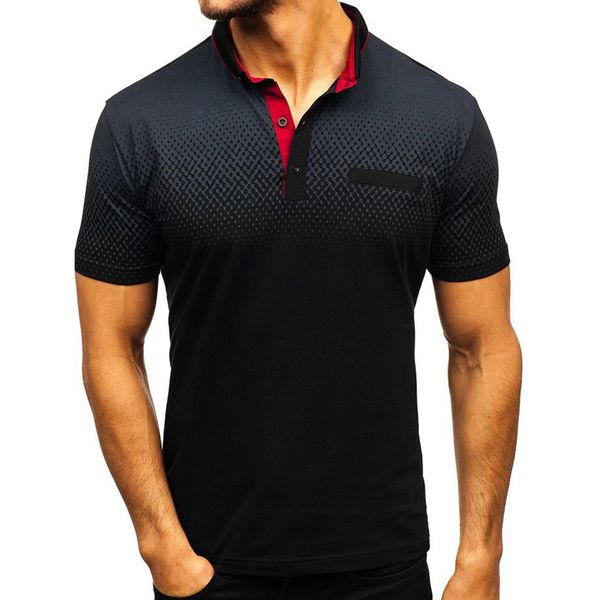 

2019 summer turn-down collar sport shirts men plus size 3xl breathable men desiger cotton short sleeve gradient shirts, White;black