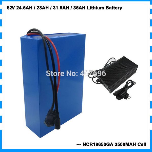 

2500w 52v electric bicycle battery 51.8v 24.5ah 28ah 31.5ah 35ah lithium ion battery with ga cell 50a bms 58.8v 5a charger