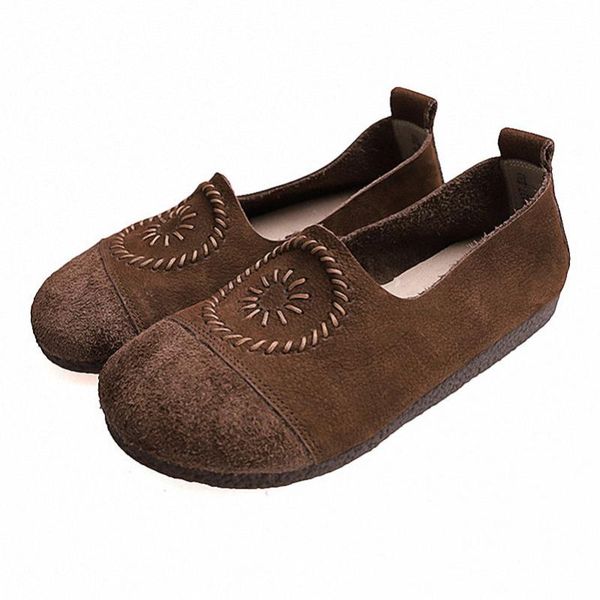 

yourseason women 2020 spring autumn genuine leather flats slip on round toe casual concise lady girls sewing vintage shoes, Black