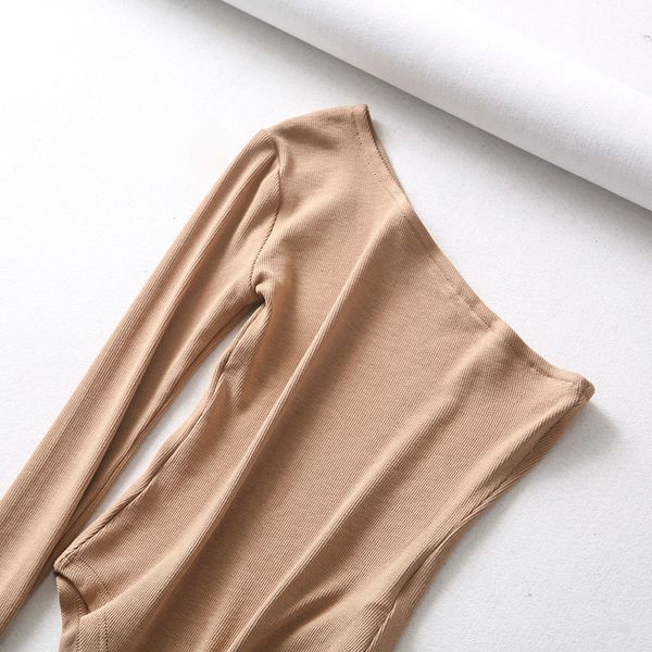 

bodysuit women rompers for women new fashion women strapless single sleeve bodysuit autumn ladies under cotton jumpsuit rompers, Black;white