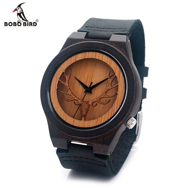 

bobo bird deear head quartz wooden watches antique watch with genuine cowhide leather band casual watches relogio masculino, Slivery;brown