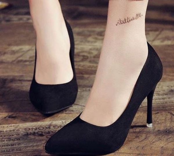 

2020 thin high heel pointed toe flock wedding green heels we810, Black