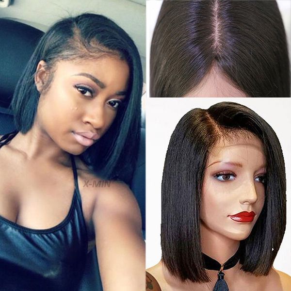 

women centre parting synthetic lace front wigs 10''-16'' left right parting heat resistant hair wigs ing, Black