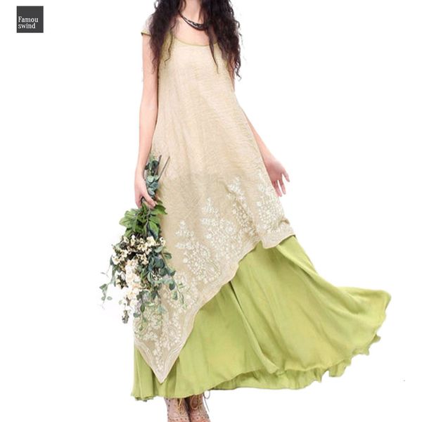 

2 платье layer летняя elegant женщины кафтан вышивка плюс размер boho пляж платье карандаша платья льняные длинные платья дизайнер одежды, Black;gray