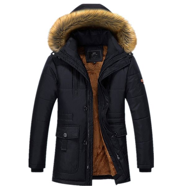 

bolubao new winter men jacket thick jacket down& parkas warm hooded parkas male windproof outerwear faux fur parka coat, Black