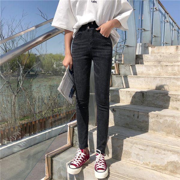 

2 colors s-xl korean chic style slim jeans for women skinny high waist jeans woman denim pants womens (z8556, Blue