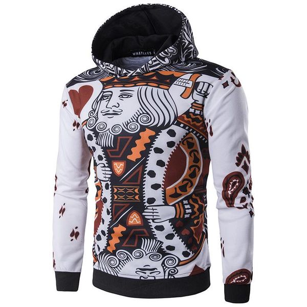 

luxury design hoodies fashion hoodie 3d playing card printing men's hooded streetwear m-2xl size, Black
