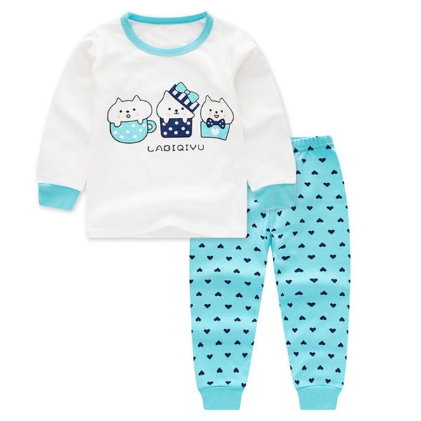 

2020 spring kids pajamas sets baby girl clothes boys pyjamas baby sleepwear children's long sleeve t-shirt+pants girls fashion, Blue;red