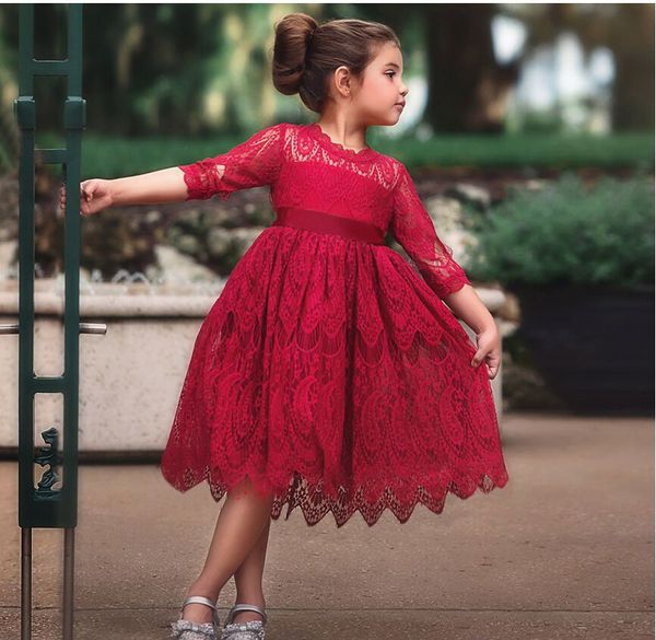 

girls dress beading lace princess dress kids dresses for girls wedding evening party children clothing 2 3 10 years, Red;yellow