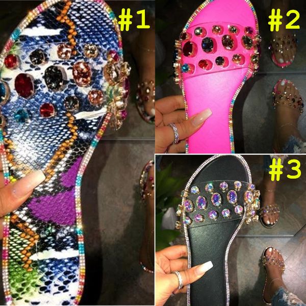 

summer women crystal slippers sandals glitter flat soft bling female candy color flip flops indoor ladies slides beach shoes us6-10.5 d62204, Black;grey