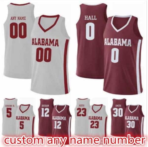 

john petty donta hall 0 dazon ingram 12 galin smith 30 avery johnson jr. 5 lawson schaffer 24 alabama crimson tide basketball jerseys s-5xl, Black;red