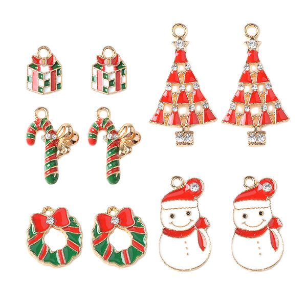 

10pcs assorted enamel christmas charm pendant for diy jewelry making necklace bracelet earring diy jewelry accessories charms, Black