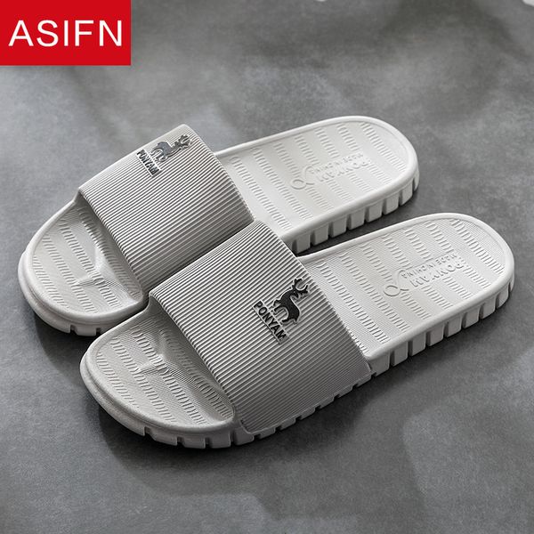 

asifn men's slippers casual flip flops new summer bathroom slippers l gym non-slip outer slides bath home sandals man shoes, Black