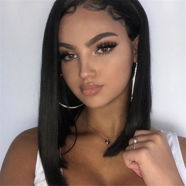 1 4 Right Opening U Part Wig Grade 8a Silky Straight Short Bob