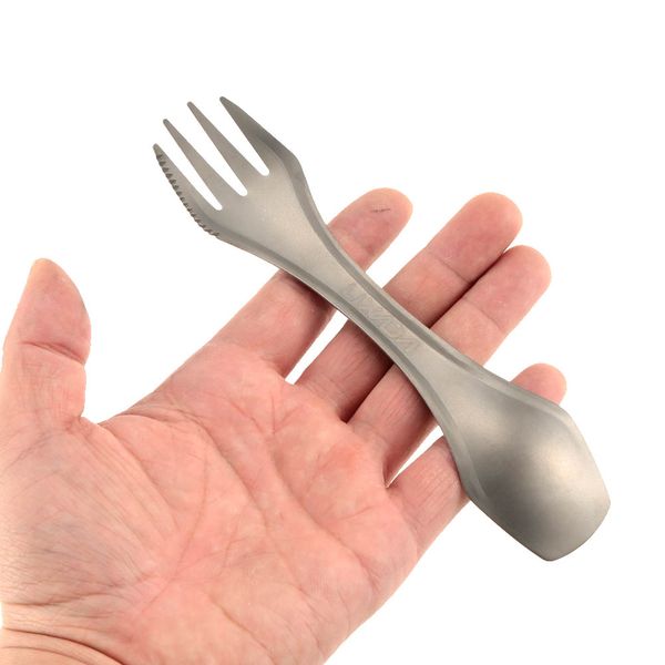 

lixada 3 in 1 pure titanium spoon fork knife outdoor mini ultralight titanium cutlery camping hiking picnic kitchen dinner