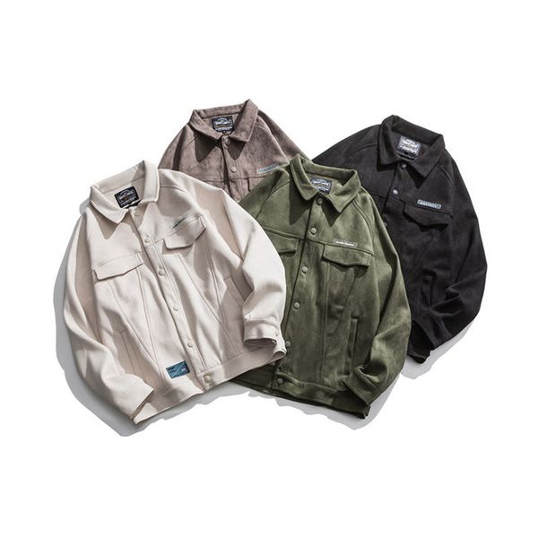 

весна мужская новый ретро мульти карман куртка свободные нагрудные шеи пуловер свободного покроя куртка, Black;brown