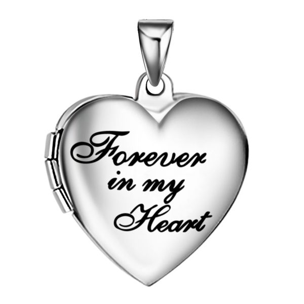 

memorial women forever in my heart p locket pendant stainless steel heart picture locket necklace jewelry includes 18 chain, Silver