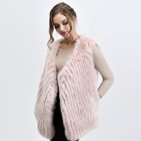 

sleeveless autumn winter faux fur coat vest women v neck fluffy fake fur coat solid artificial vest chaqueta mujer, Black