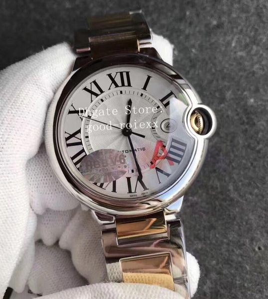 

luxury luminous watches mens automatic eta 2824 ballon watch date white dial men w69009z3 swiss gold steel dress hbbv6 factory wristwatches, Slivery;brown