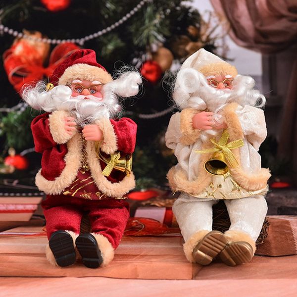 

1 pcs 25cm santa claus sitting doll house christmas gift toys flannel window desk decorations for xmas child's gift