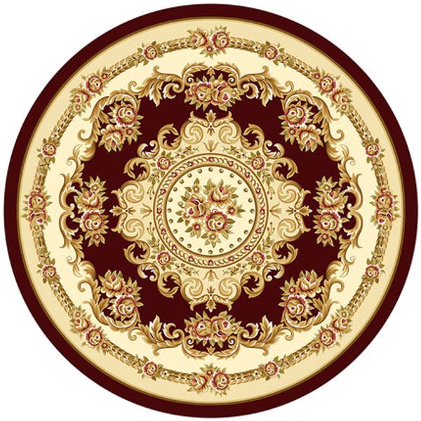 

european style round flower carpet bedroom living room classic non-slip mat